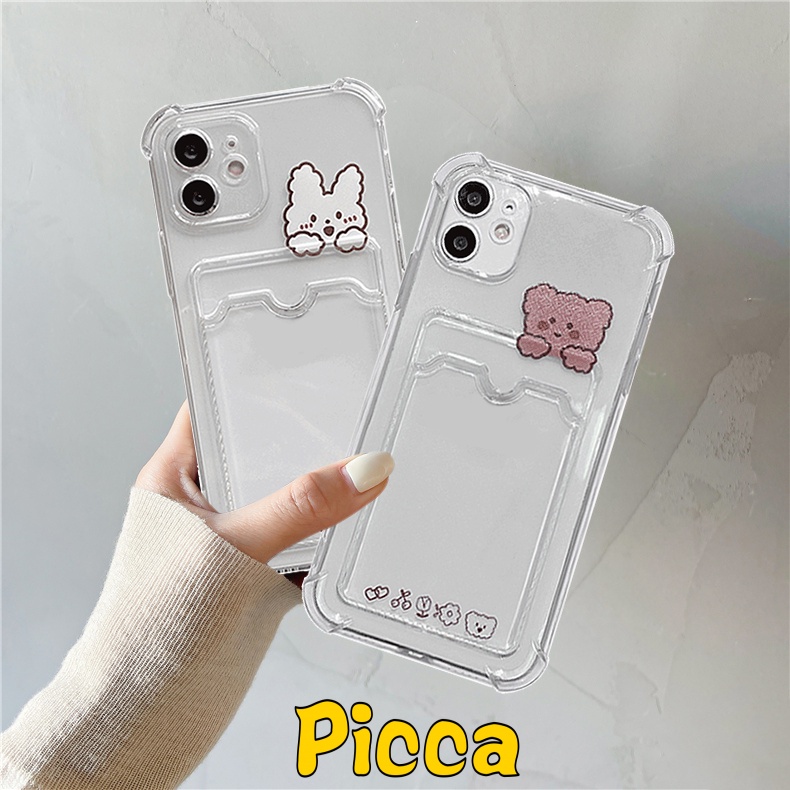 Ốp Điện Thoại TPU Mềm Trong Suốt In Hình Gấu / Thỏ Dễ Thương Cho Iphone 11 12 13 14 Pro Max 6 6S 7 8 14 Plus Xr X Xs Max SE 2020