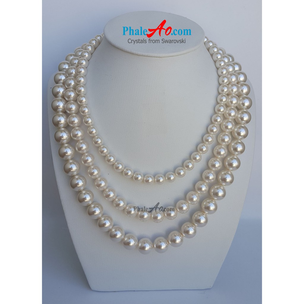 5 hạt Ngọc trai pha lê Swarovski 12ly crystal-pearl-5810 hình tròn màu trắng white 650