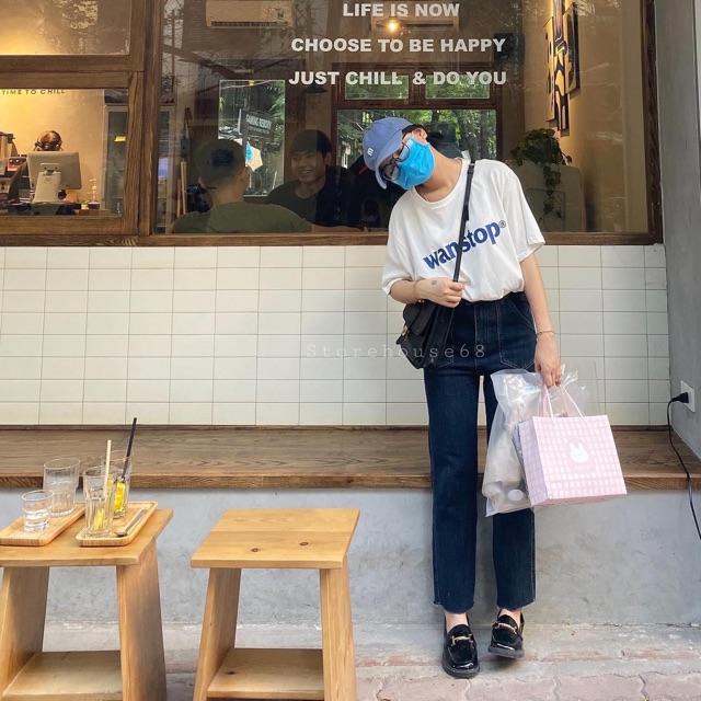 Quần jean suông ống đứng cạp cao túi vuông | BigBuy360 - bigbuy360.vn