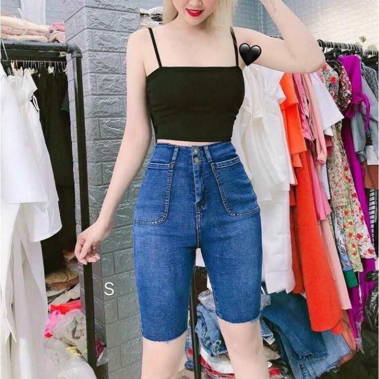 Quần Jeans Lửng Ngố Nữ Ôm Body Cạp Cao DRQJ01