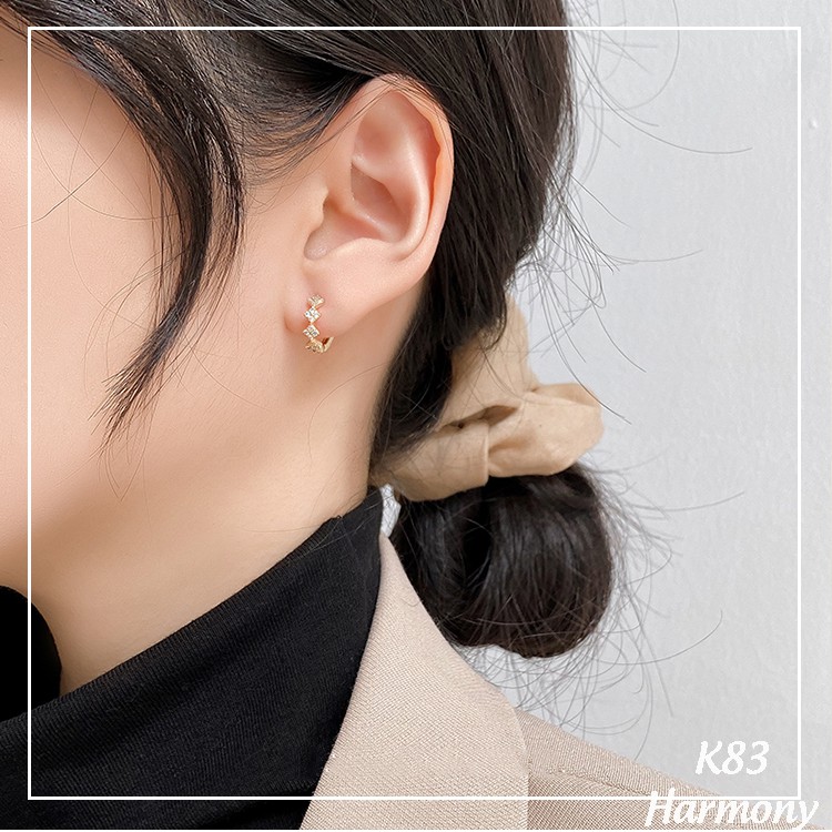 Bông tai, Khuyên tai nữ bạc mạ vàng Lina dạng tròn xinh xắn, dễ thương, cực sang K83| TRANG SỨC BẠC HARMONY