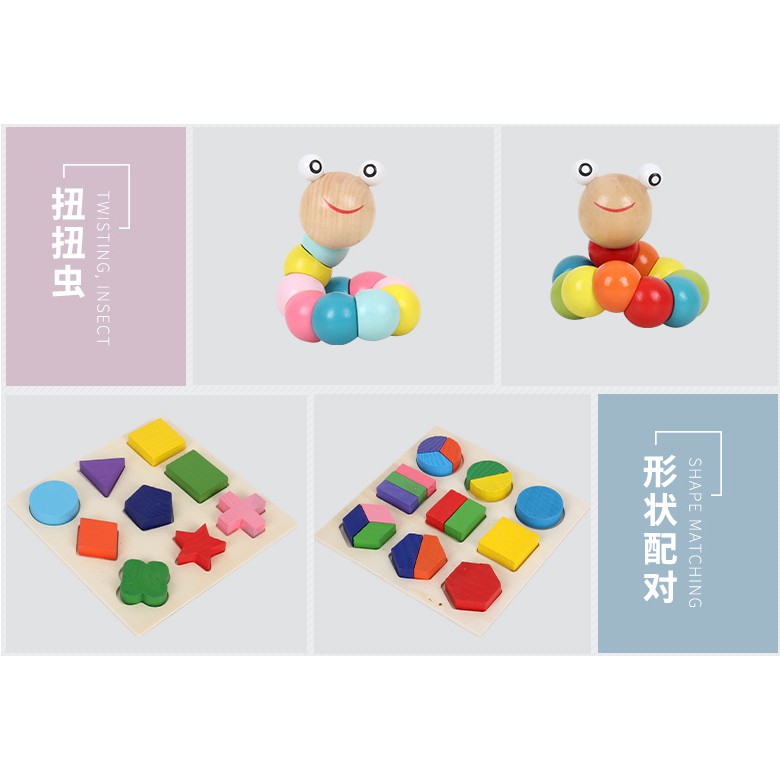 Đồ chơi gỗ set 5 món, đồ chơi gỗ thông minh Montessori