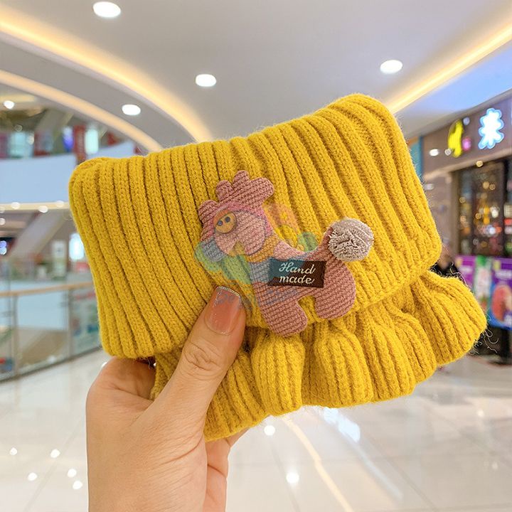 Khăn len ống cho bé - Khăn quàng cổ cho bé Gái, bé Trai thêu hình Hươu nghộ nghĩnh, đáng yêu