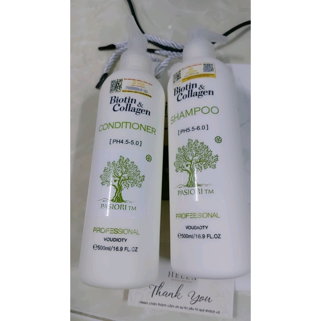 Cặp Dầu Gội Xả Biotin Collagen Trắng.Giảm Rụng Tóc,Phục Hồi Tóc Khô Xơ, Hư Tổn, Kích Thích Mọc Tóc