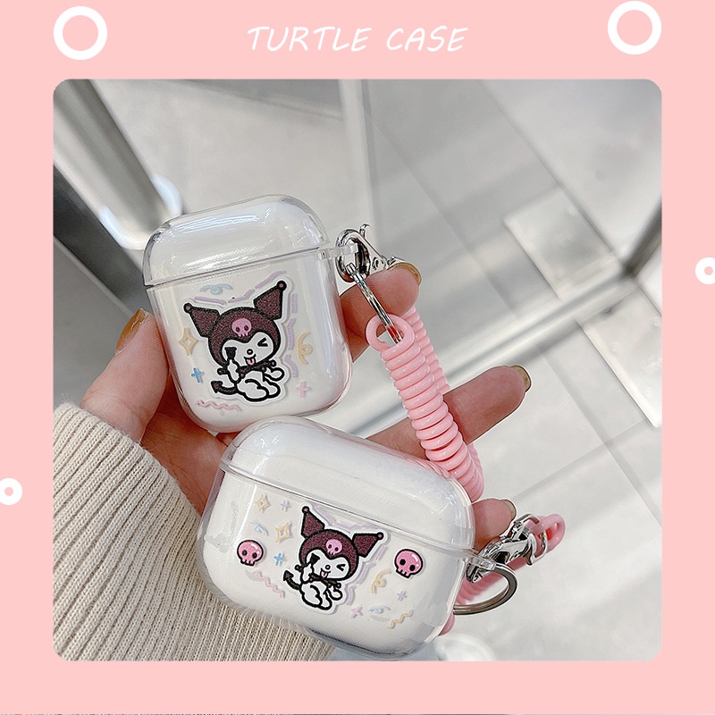Vỏ Bọc Hộp Sạc Tai Nghe Airpods 2/3 Generation Không Dây Bluetooth Hình Mèo Hoạt Hình Màu Trong Suốt Có Dây Đeo