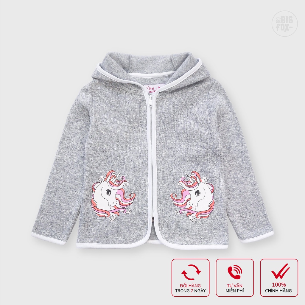 Áo khoác trẻ em BIGFOX - MISS MEOW thu đông, áo hoodie cho bé gái dài tay có mũ size đại in Ngựa Unicorn 11 – 38 kg