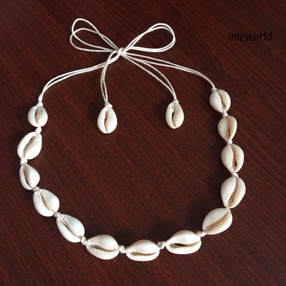 Vòng Cổ Choker Bằng Vải Dệt Thủ Công Đính Vỏ Sò Phong Cách Hawaii Dành Cho Nữ