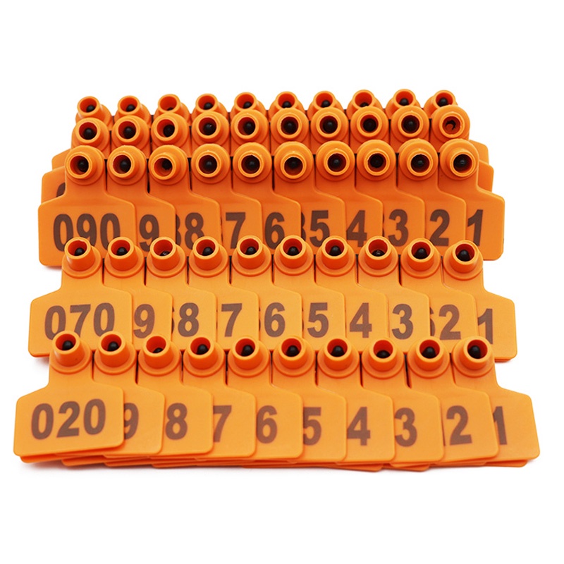 Bộ 100 Thẻ đeo tai có đánh số,Thẻ đeo tai phù hợp động vật như bò dê heo nhập khẩu hàng chất lượng