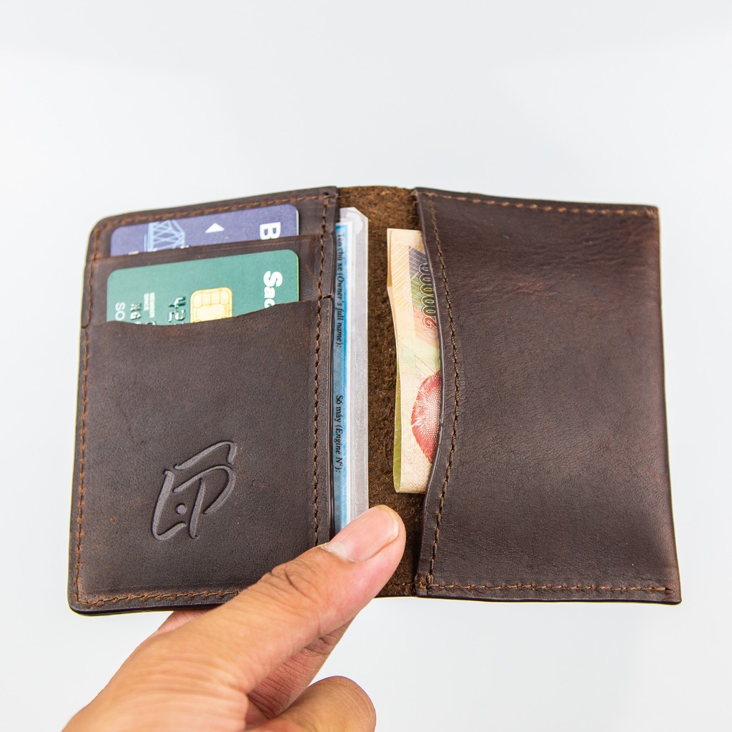 Bóp Ví Mini da bò thật để thẻ, card visit, phong cách thời trang tối giản hiện đại - LA PELLE VMN688