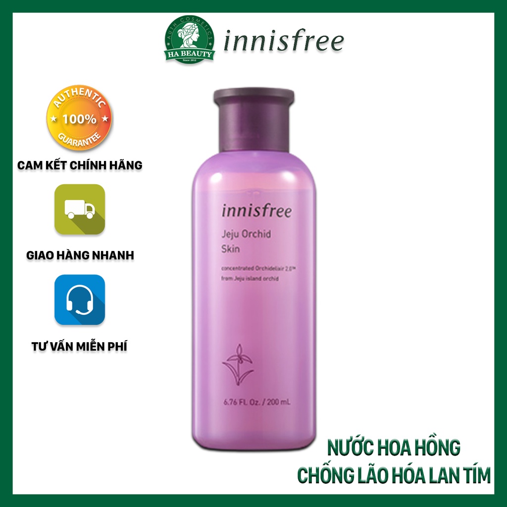 Nước hoa hồng chống lão hóa hoa lan tím innisfree Jeju Orchid Skin 200 ml dưỡng ẩm khỏe mạnh đàn hồi da