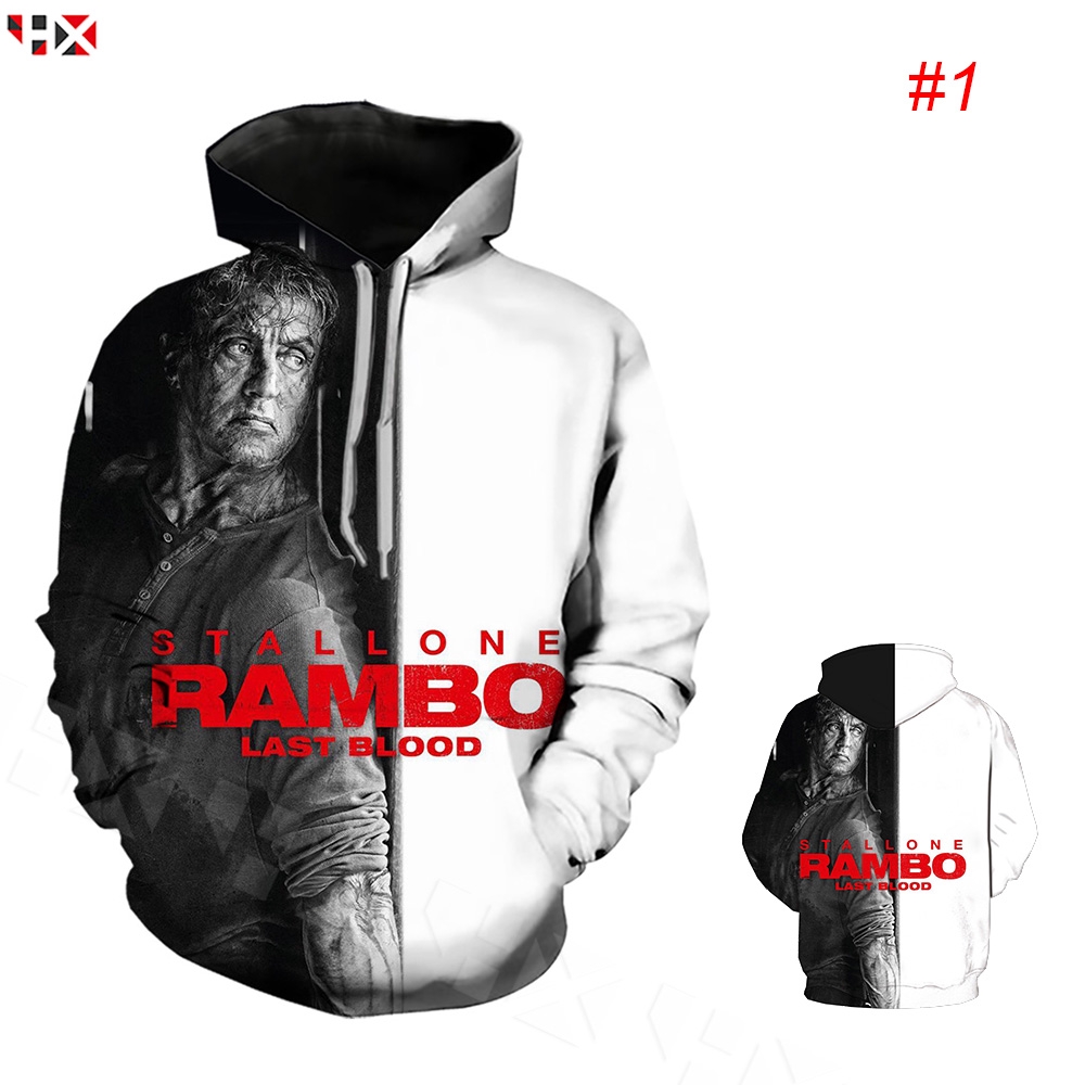 Hx Áo Hoodie Tay Dài In Họa Tiết 3d Rambo 5: Last Blood Stallone Độc Đáo Cho Nam Và Nữ