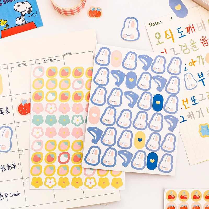 Set 3 Sticker Giấy 120 Hình Nhỏ Trang Trí Dán Sổ Color Block Sweet Baby | ST071