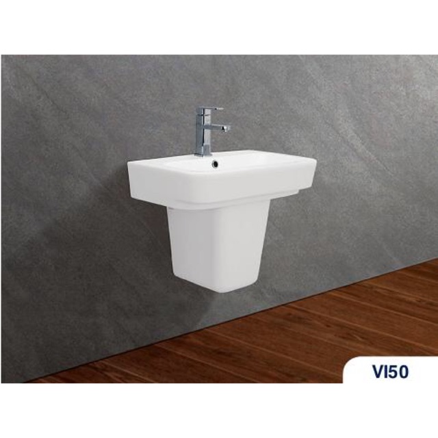Chậu rửa treo tường Viglacera VI50 + Chân lửng VI50