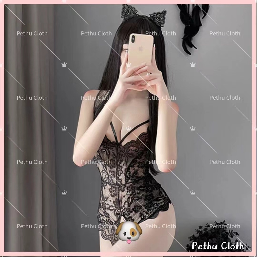 Q1,HCM) Váy ngủ sexyBodysuit 2 dây cosplay trắng siêu khiêu gợi--40-60kg--016