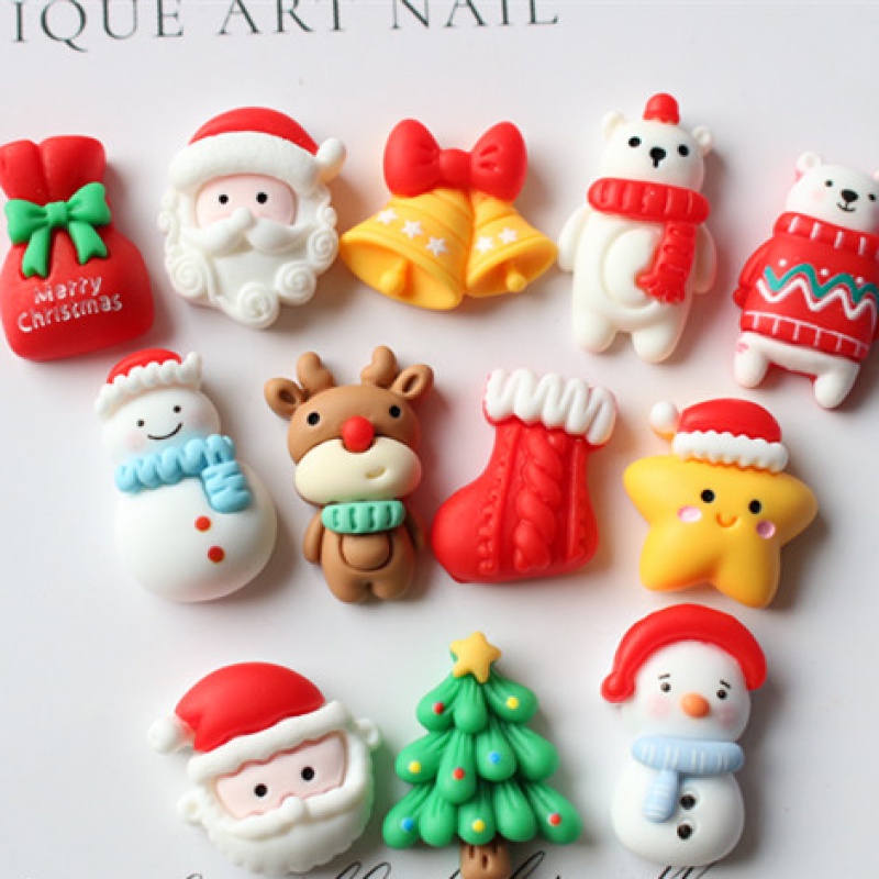 Bộ 10 Dây Buộc Tóc / Điện Thoại Hình Người Tuyết Bằng Nhựa Resin Diy