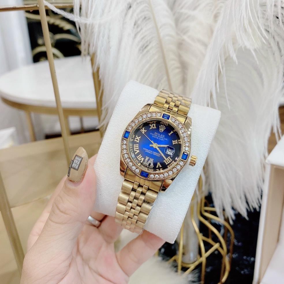 Đồng hồ nam nữ Rolex - unisex Dây kim loại 5 sợi điểm đá màu sang trọng đẳng cấp