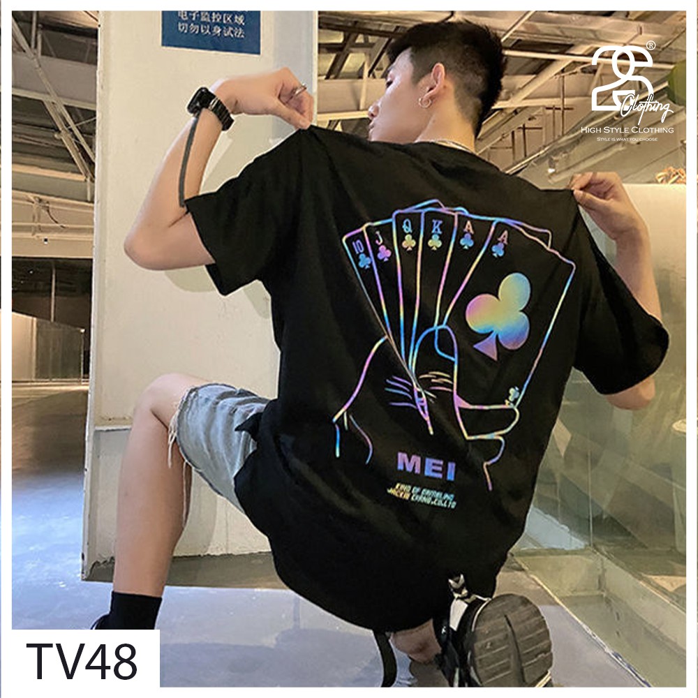 Áo Thun Tay Lỡ 2s Clothing Áo Phông Đen PMO Unisex Nam Nữ Cotton Oversize Form Rộng Giá Rẻ In Hình Lá Bài Cool Ngầu TV48 | BigBuy360 - bigbuy360.vn