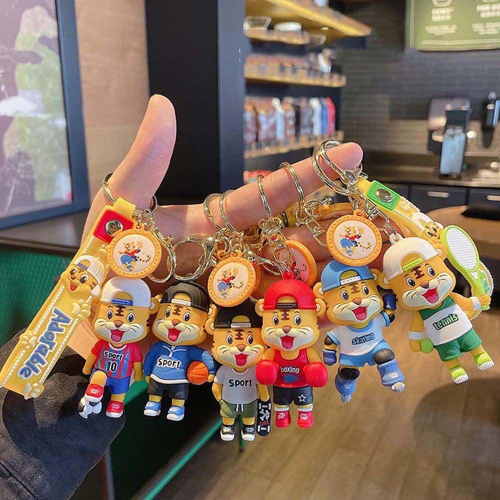 Móc Chìa Khóa Thể Thao Hình Hổ / Bánh Donut Dễ Thương Sáng Tạo