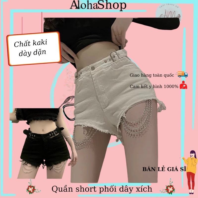 Quần short tua rua phối dây xích siêu hot alohashop91