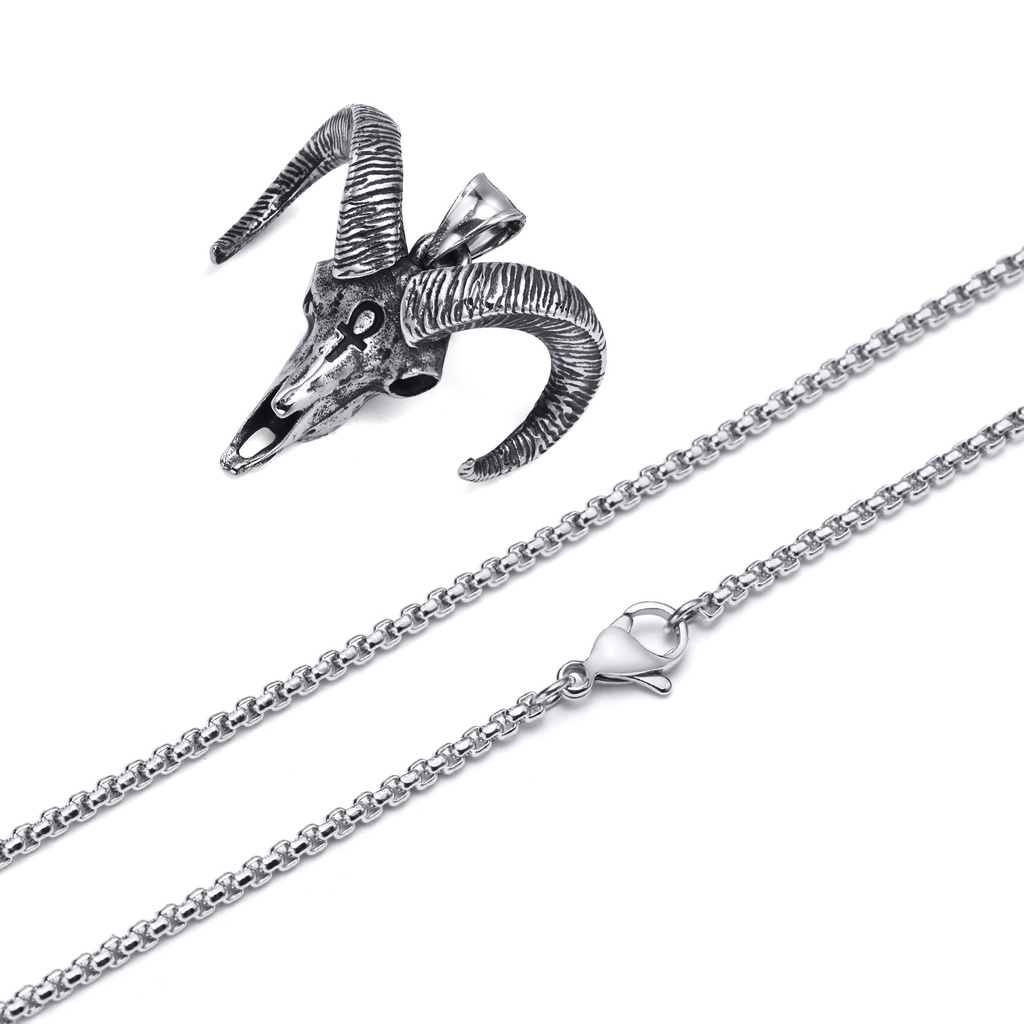 Dây chuyền Vnox bằng thép không gỉ mặt đầu dê satan thời trang dành cho nam