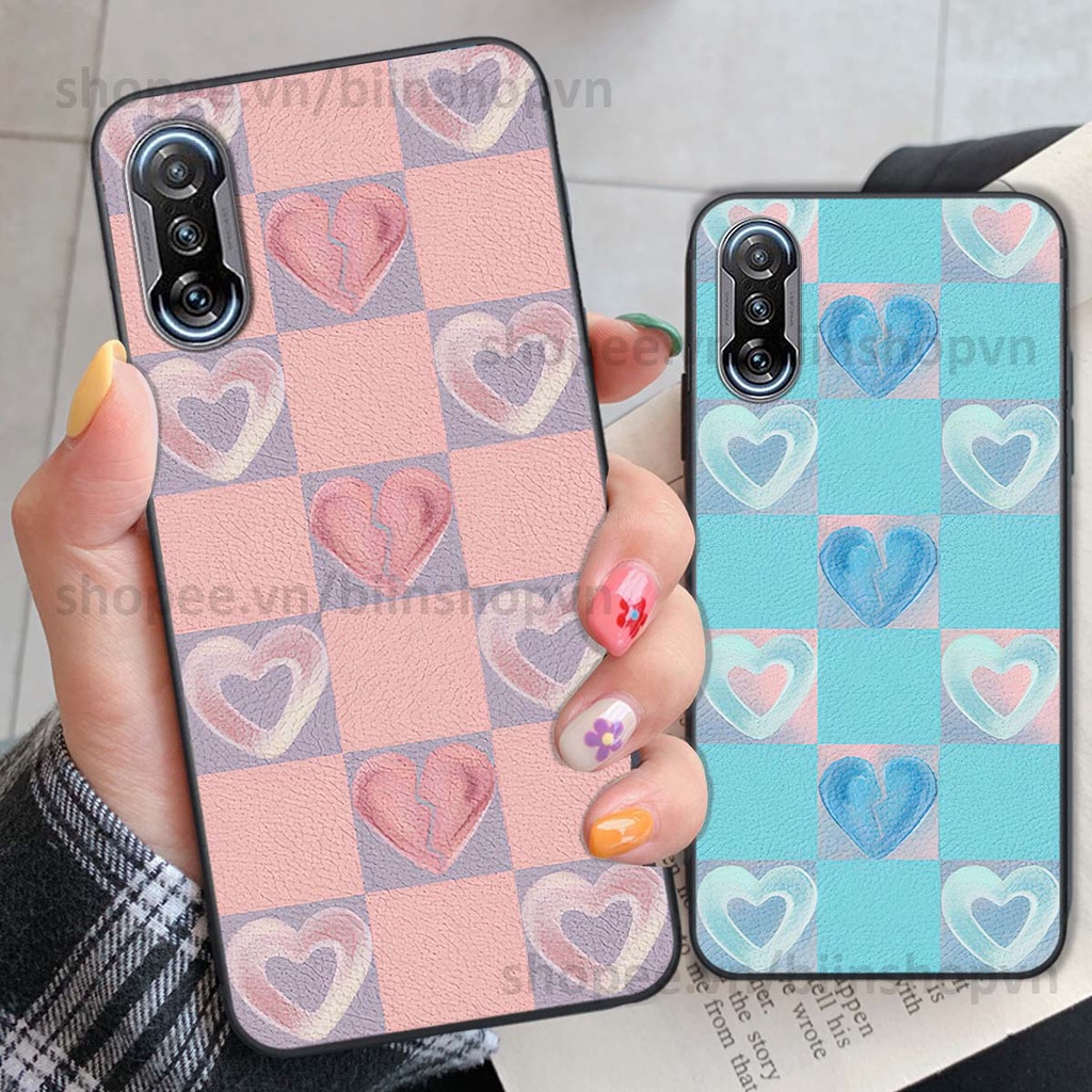 Ốp Xiaomi Redmi K40 / Redmi K40 Pro caro trái tim nhiều màu sắc, đầy cá tính, khẳng định phong cách