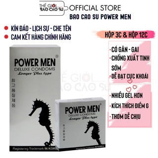 Bao cao su Power Men Cá ngựa trắng - xám Gân Gai 💋FREESHIP💋 Kéo Dài Thời Gian Quan hệ Chống Xuất Tinh Sớm (Hộp 3C/12C)