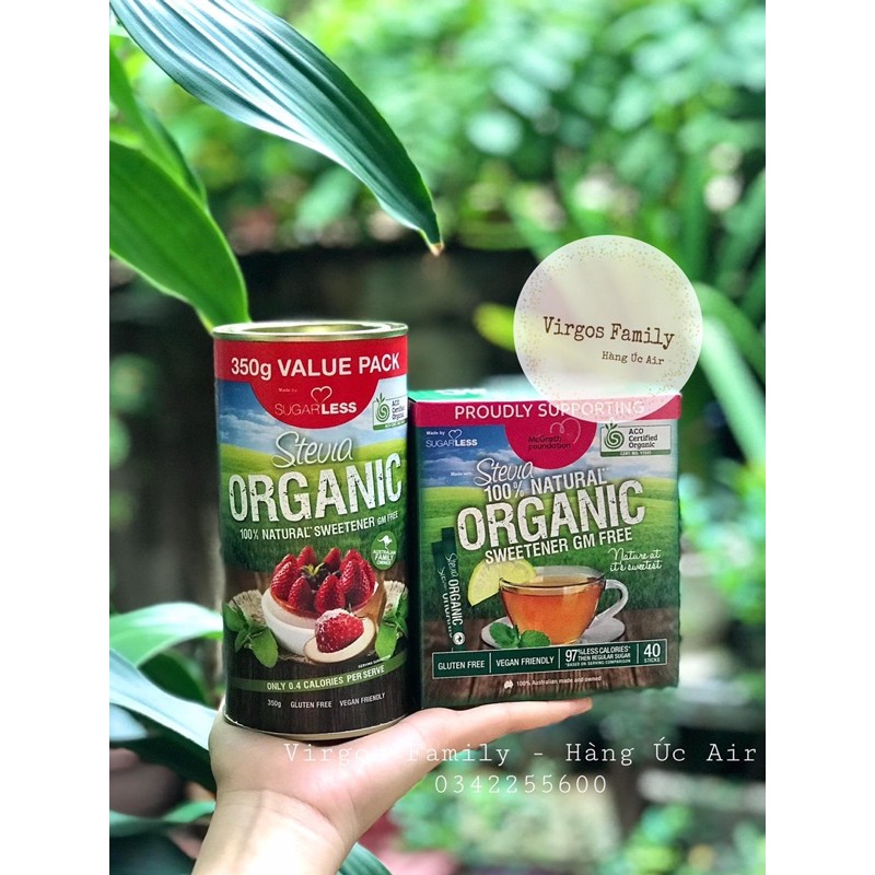 Đường cỏ ngọt Stevia Organic cho người ăn kiêng, béo phì, keto