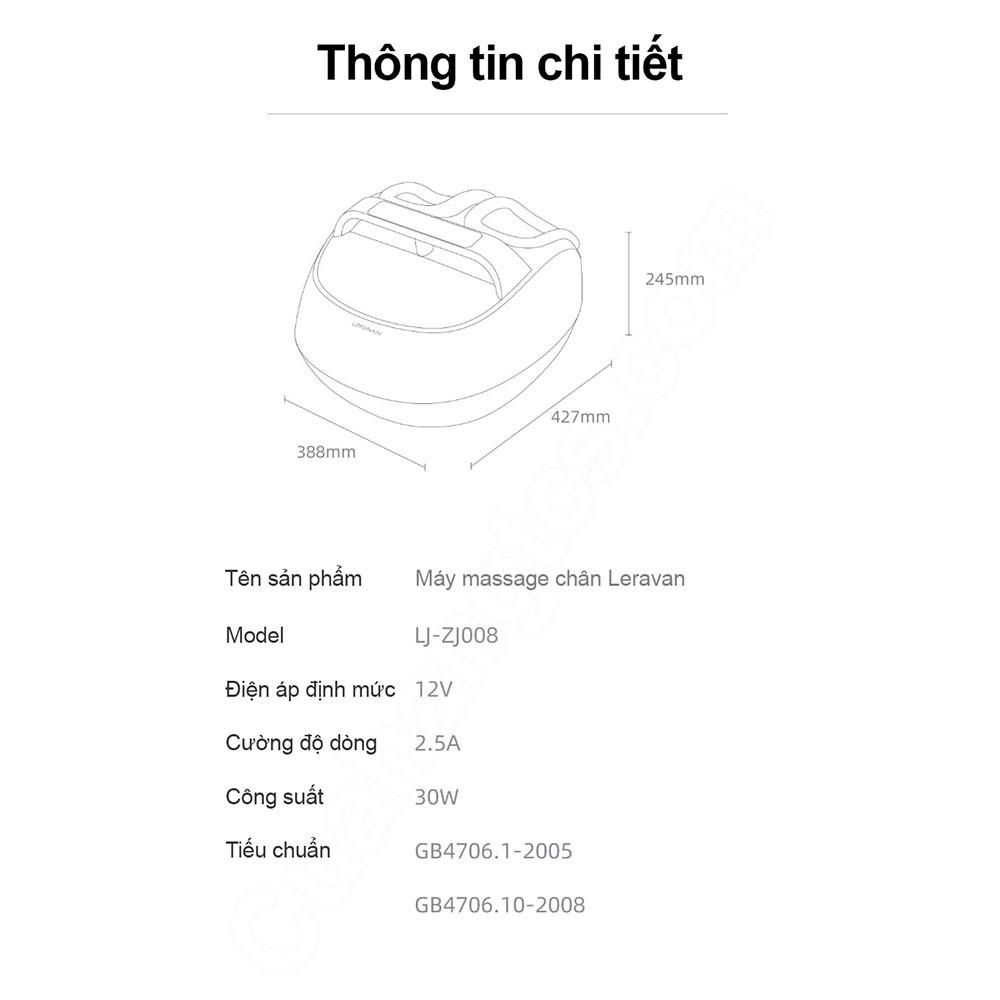 Máy massage chân bấm huyệt Xiaomi Leravan LJ-ZJ008 - Bảo hành 6 tháng - Shop Điện Máy Center