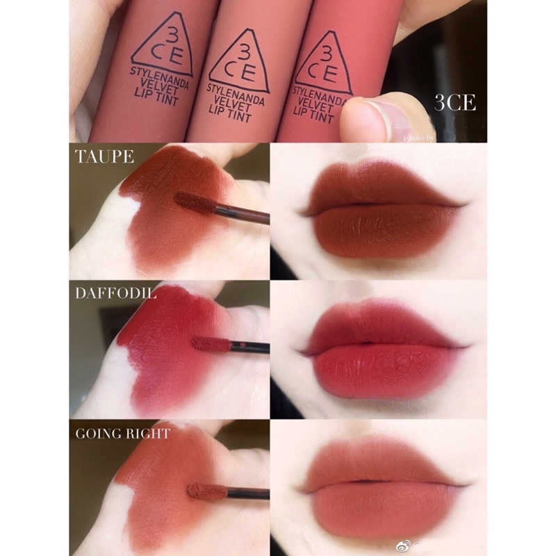 [5 Màu Mới] Son kem lì siêu mịn mượt 3ce Velvet Lip Tint