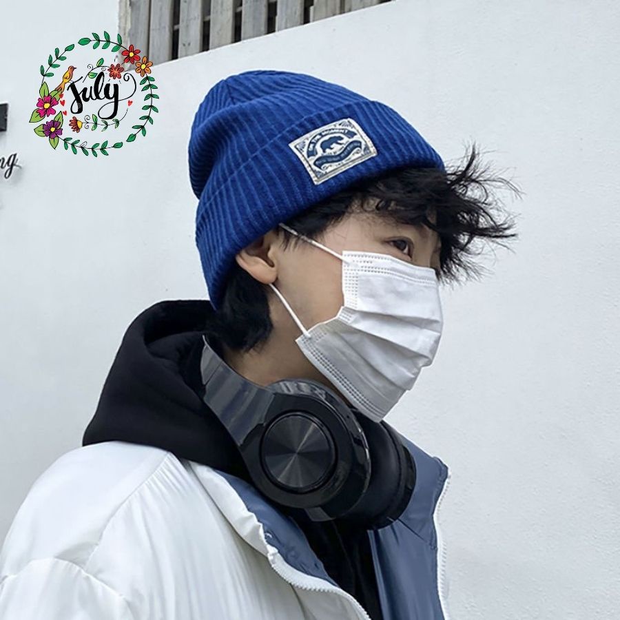 Mũ len unisex dệt kim JULY Mũ len phong cách Hàn Quốc Ulzzang dệt kim giữ ấm thu đông se lạnh năng động