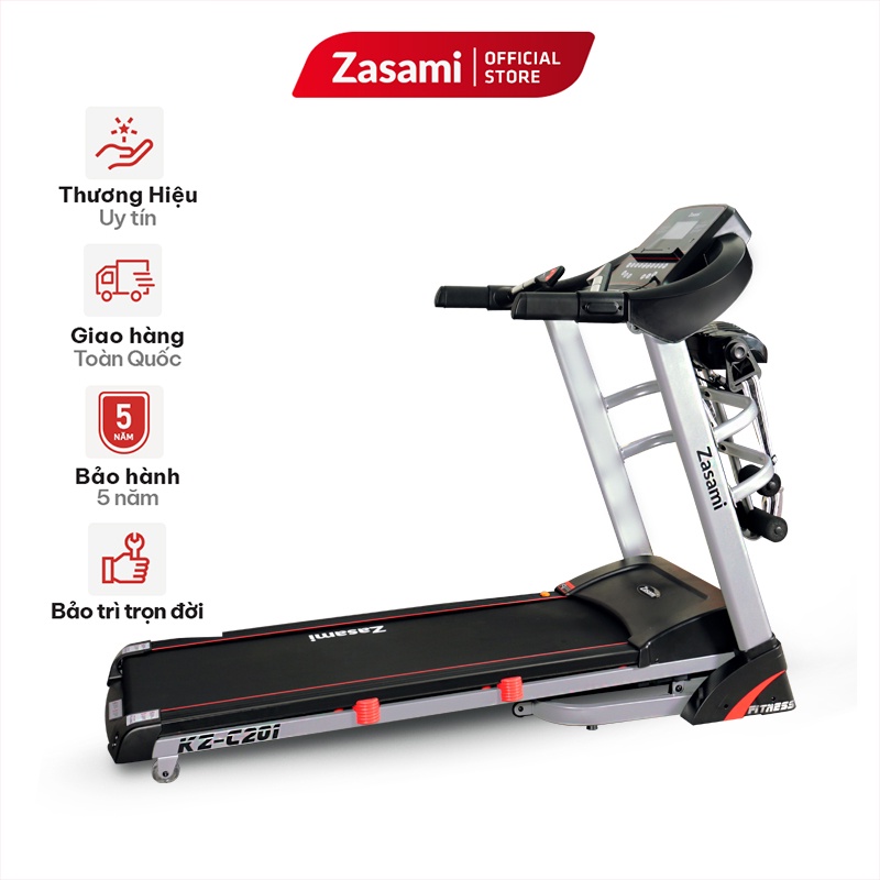Máy Chạy Bộ Cao Cấp ZASAMI KZ-C201 Thảm chạy chống trơn trượt Bảo hành chính hãng 1 đổi 1 trong vòng 7 ngày