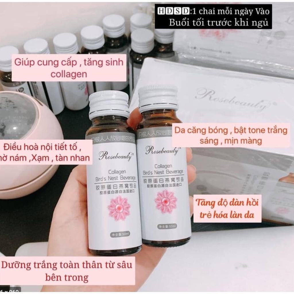 COLLAGEN YẾN TRẮNG DA ROSE BEAUTY HỘP 8 LỌ (CAM KẾT CHÍNH HÃNG)