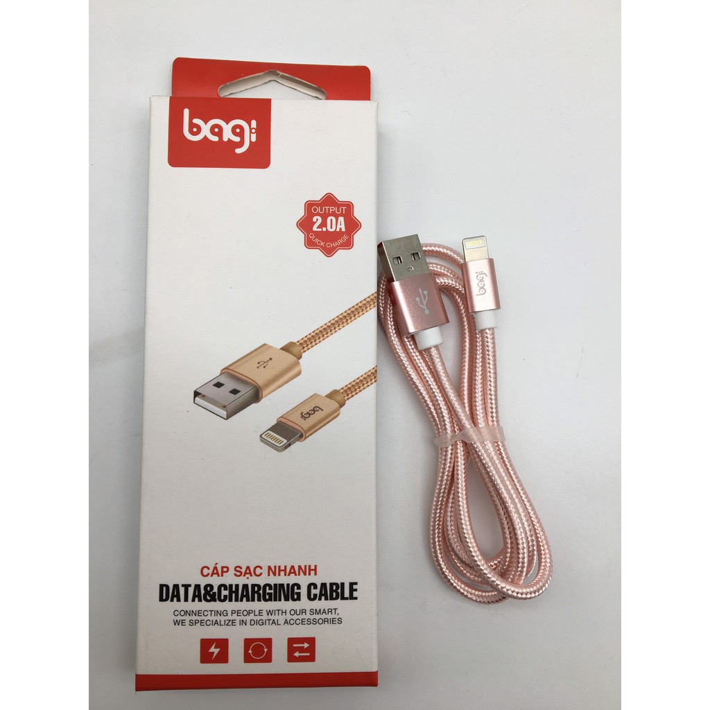 [BAGI] CÁP DÙ SẠC NHANH LIGHTNING CB - IS10 MÀU HỒNG