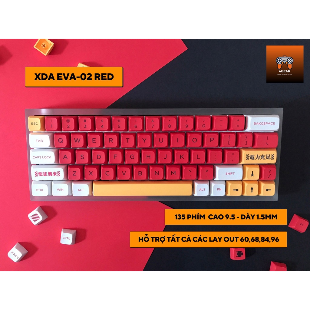 Keycap EVA 02 - Keycap Evangelion Asuka XDA profile nhựa PBT - Nút bàn phím nhựa pbt giá rẻ.