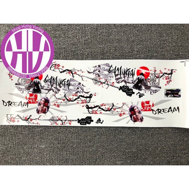 Tem Dream SAMURAI đỏ -  Tem xe Dream chế -  Decal xe máy