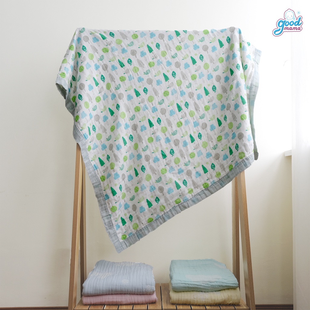 Khăn tắm đa năng cho bé sơ sinh Gooodmama chất liệu xô muslin chải kỹ 110*110cm