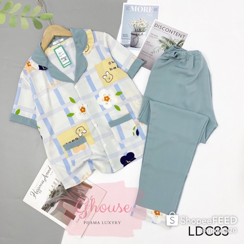 Đồ Ngủ Pijama Lụa Mango Satin Tay Ngắn Siêu Xinh, Cộc Dài Mềm Mịn, Độc Lạ Khó Tìm, Sang Chảnh Hàn Quốc