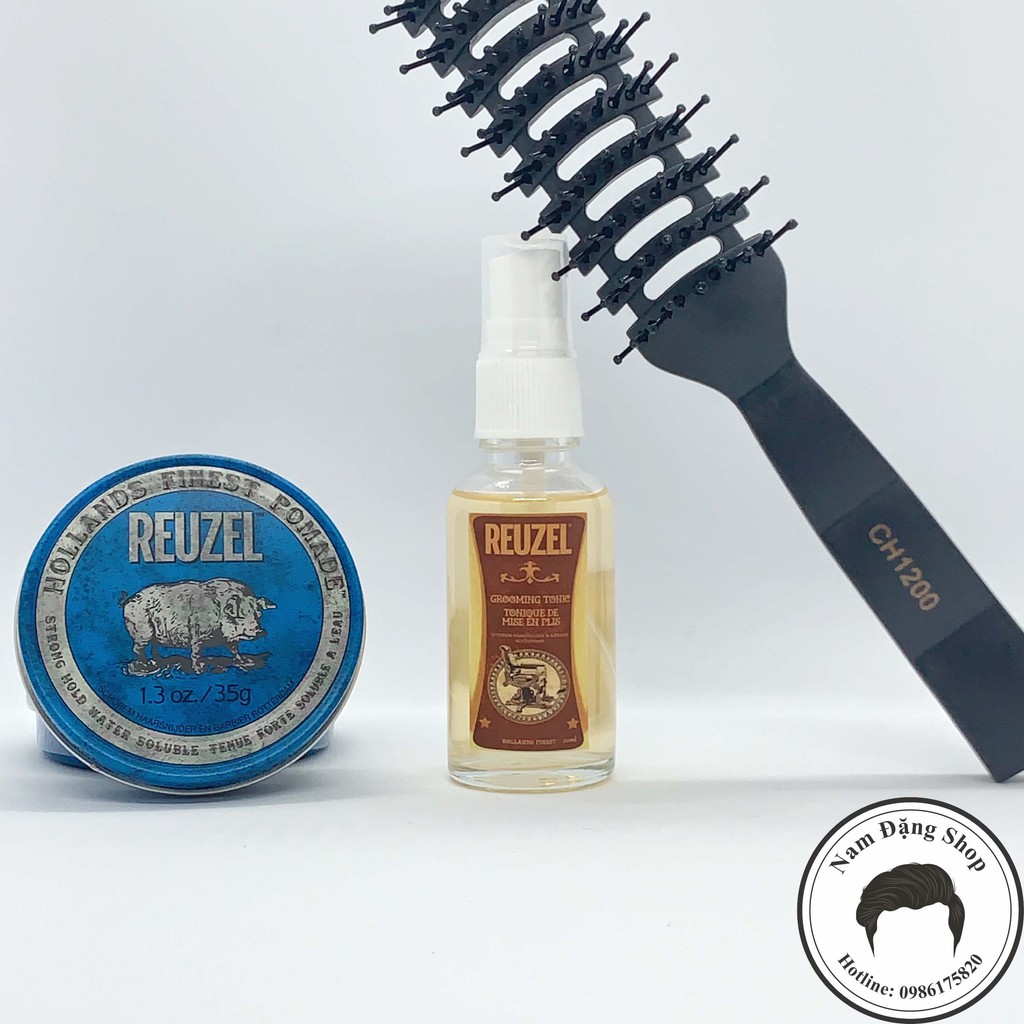 Pomade vuốt tóc Reuzel Blue + Tặng Reuzel Grooming Tonic 20ml + Tặng Lược Chaoba