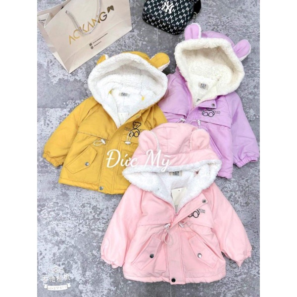 Áo parka tai gấu dễ thương cho bé gái 15-25kg