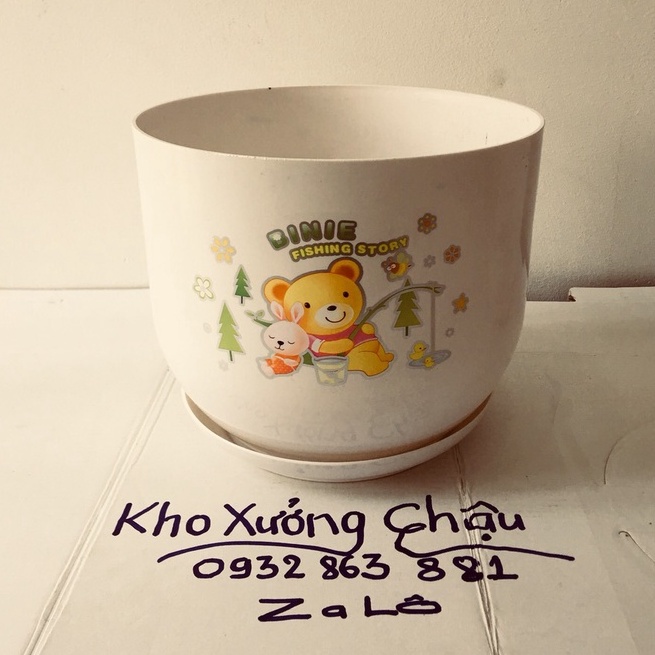 Combo Bộ Chậu Cute Làm Quà Tết, Quà Tặng Dính Kèm Đĩa Siêu dễ thương (2 size)