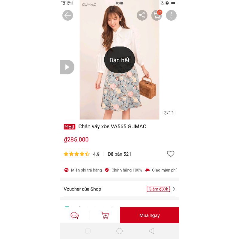 Thanh lý chân váy GUMAC size S