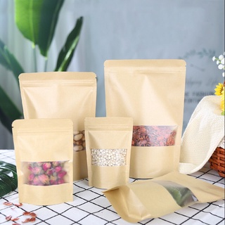 Túi zipper giấy, túi zip kraft 10x15+3cm đáy đứng có cửa sổ _aly
