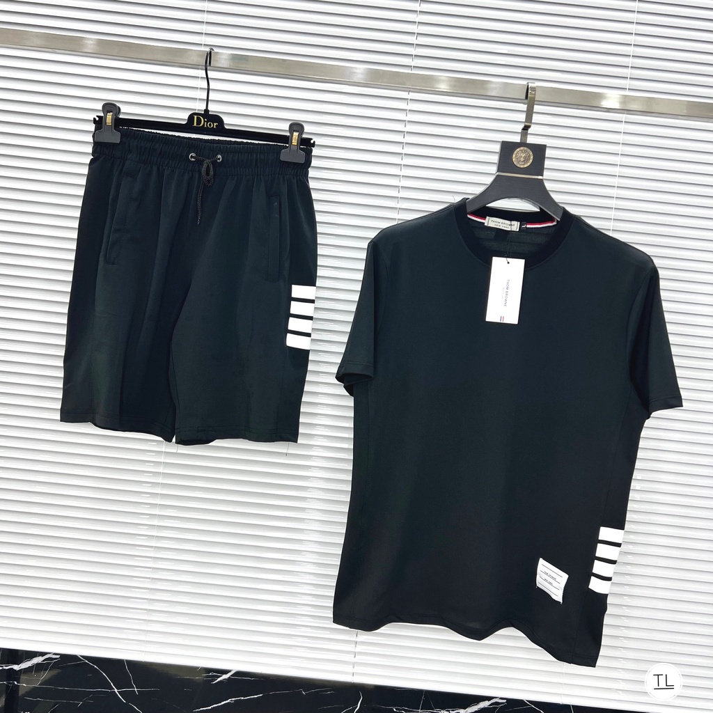 Bộ quần áo nam polo mùa hè cổ bẻ tay ngắn Thom Browne thời trang (ảnh thật)