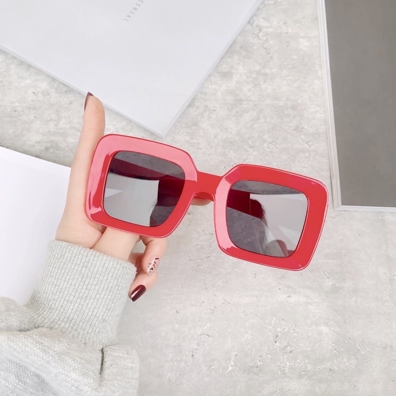 Kính Mát Gọng Vuông Kim Loại Chống Nắng Phong Cách Thời Trang Phương Tây