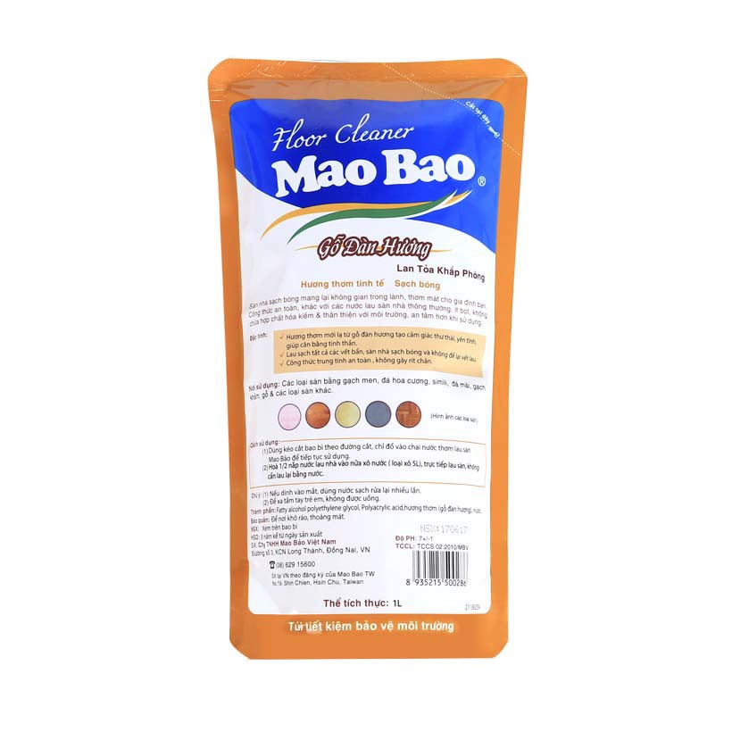 Nước Lau Sàn Mao Bao Hương Gỗ Đàn Hương Combo 1 Chai 1200ml và 1 Túi 1000ml