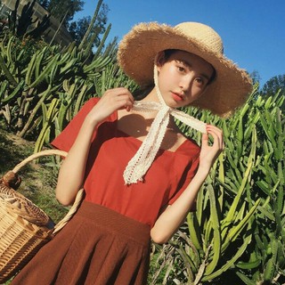 Nón Cói Đi Biển Thắt Nơ Ren Vintage
