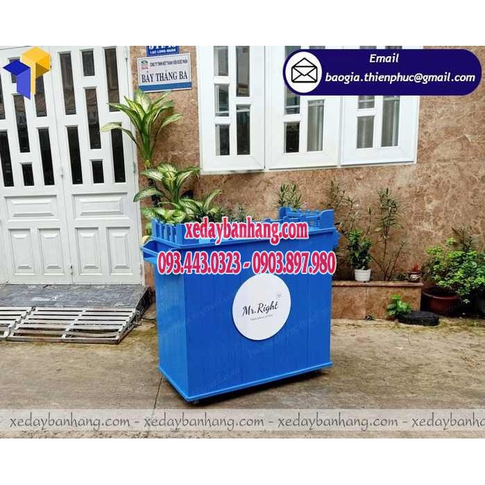 Xe đẩy bán nước bằng gỗ pallet giá rẻ - xedaybanhang.com -ĐT:0903897980