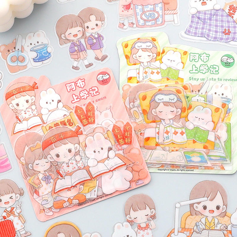 ⭐ iLado ⭐【9PCS】 PET Không Thấm Nước Nhãn telado Hình Dán Cute Sticker Dễ Thương Sticker Trang Trí Sổ Trang Trí Sổ Dán Sổ Lưu Trữ Sticker Hình Dán Sticker Hiểm Bộ Tập Vở Sổ Sticker Nhãn Dán Sổ Chiết Lưu Trữ