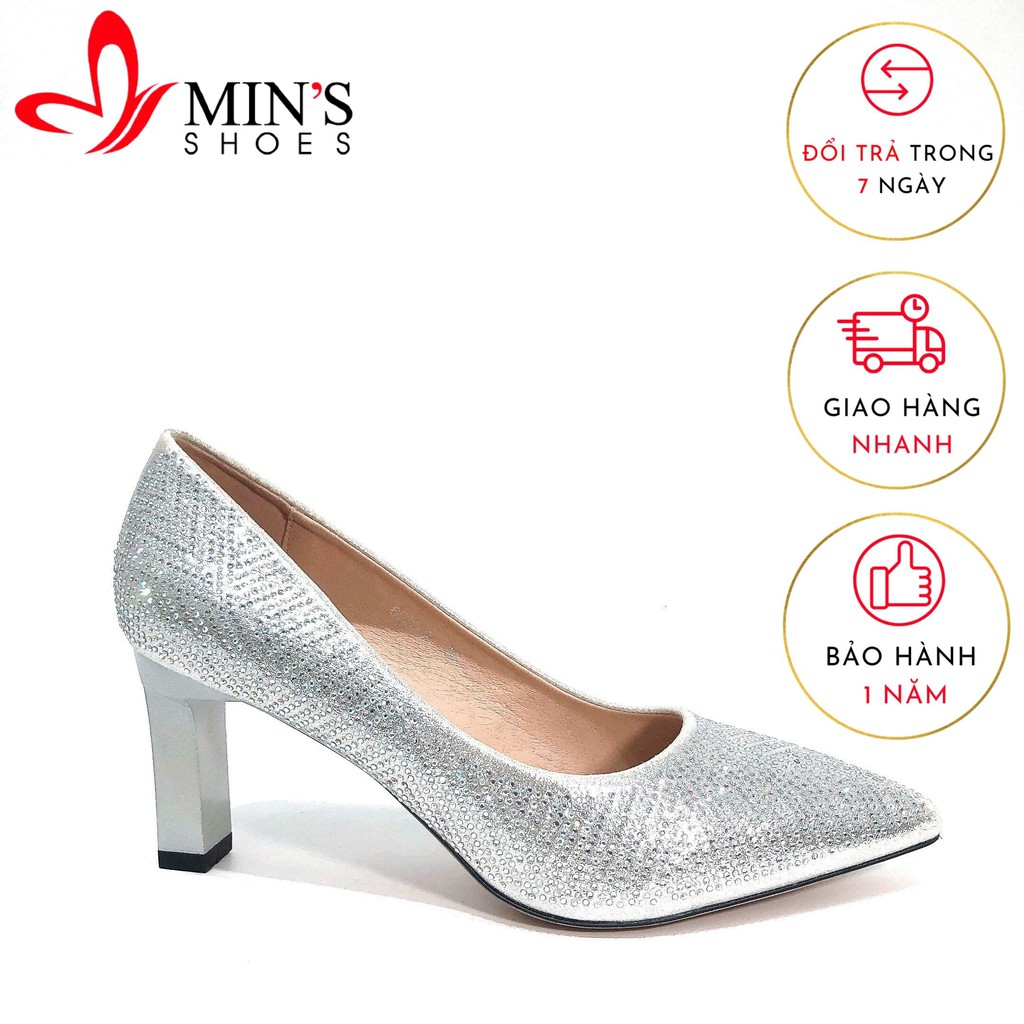 Giày Cao Gót Min's Shoes Đính Đá C69 Trắng