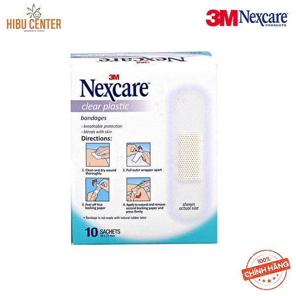 Hộp 100 Miếng Băng Keo Cá Nhân Trong Suốt 3M Nexcare 10 miếng/gói, 10 gói/hộp - XH002023386 – Chính Hãng – HIBUCENTER